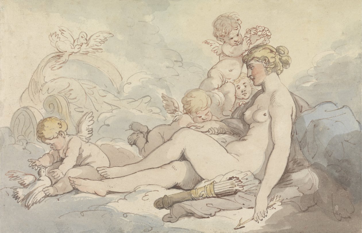 Venuše korunovaná Amorem od Thomas Rowlandson