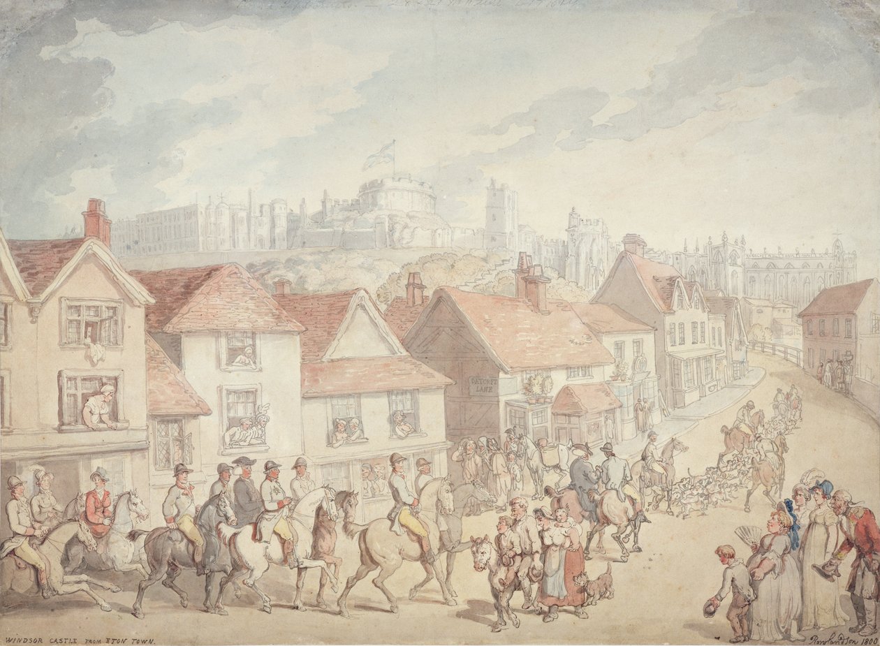 Hrad Windsor z města Eton, 1800 od Thomas Rowlandson
