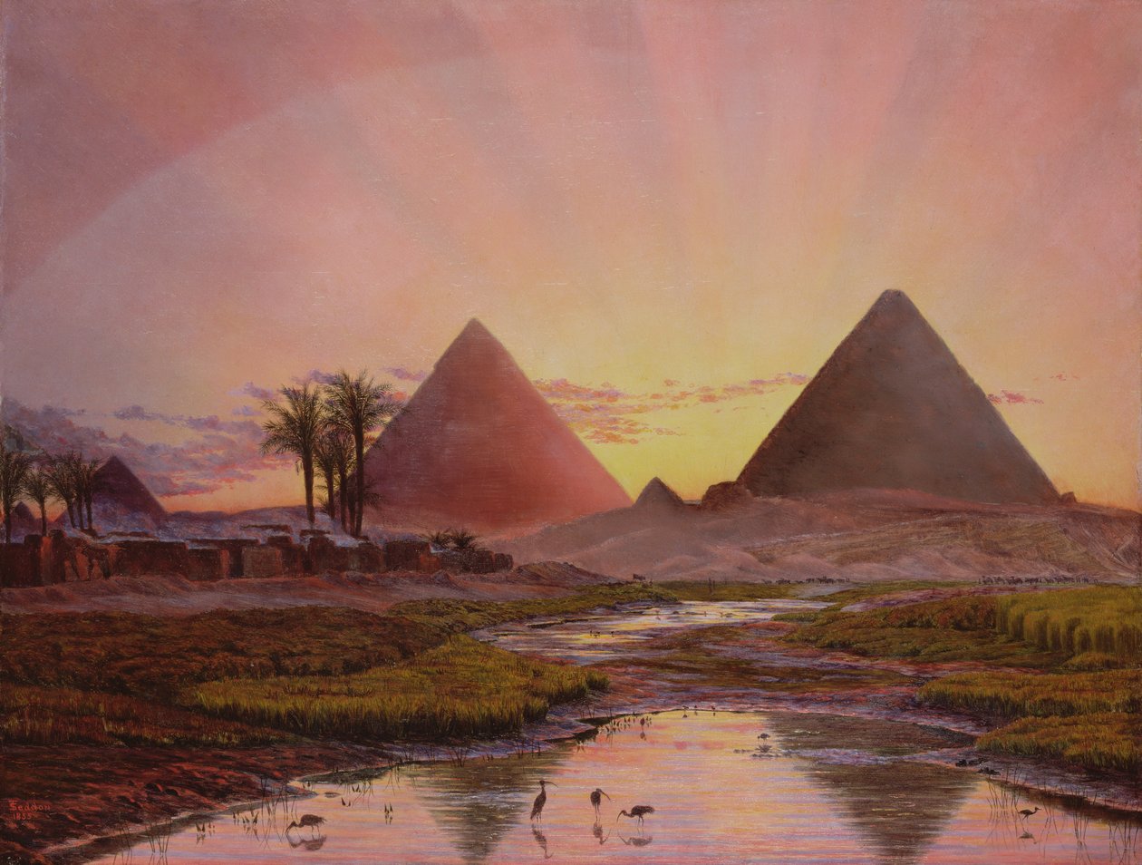 Pyramidy v Gizeh, 1855 od Thomas Seddon