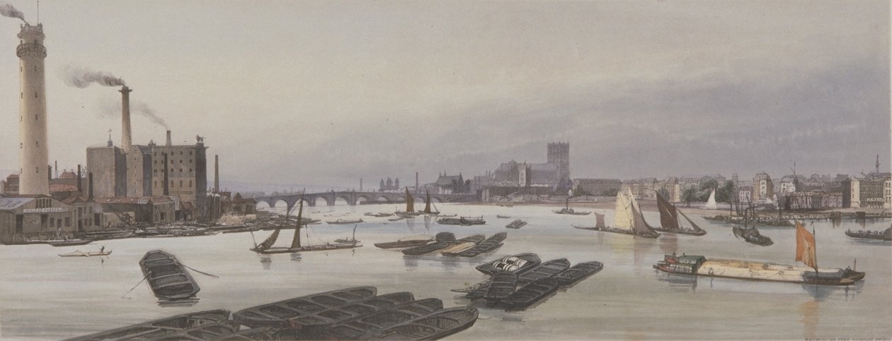 Řeka Temže ve Westminsteru, 1842 od Thomas Shotter Boys
