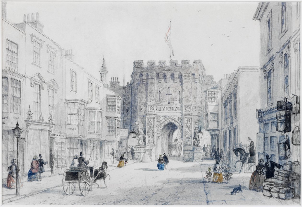 The Bar Gate, Southampton (inkoust a akvarel na kartě) od Thomas Shotter Boys