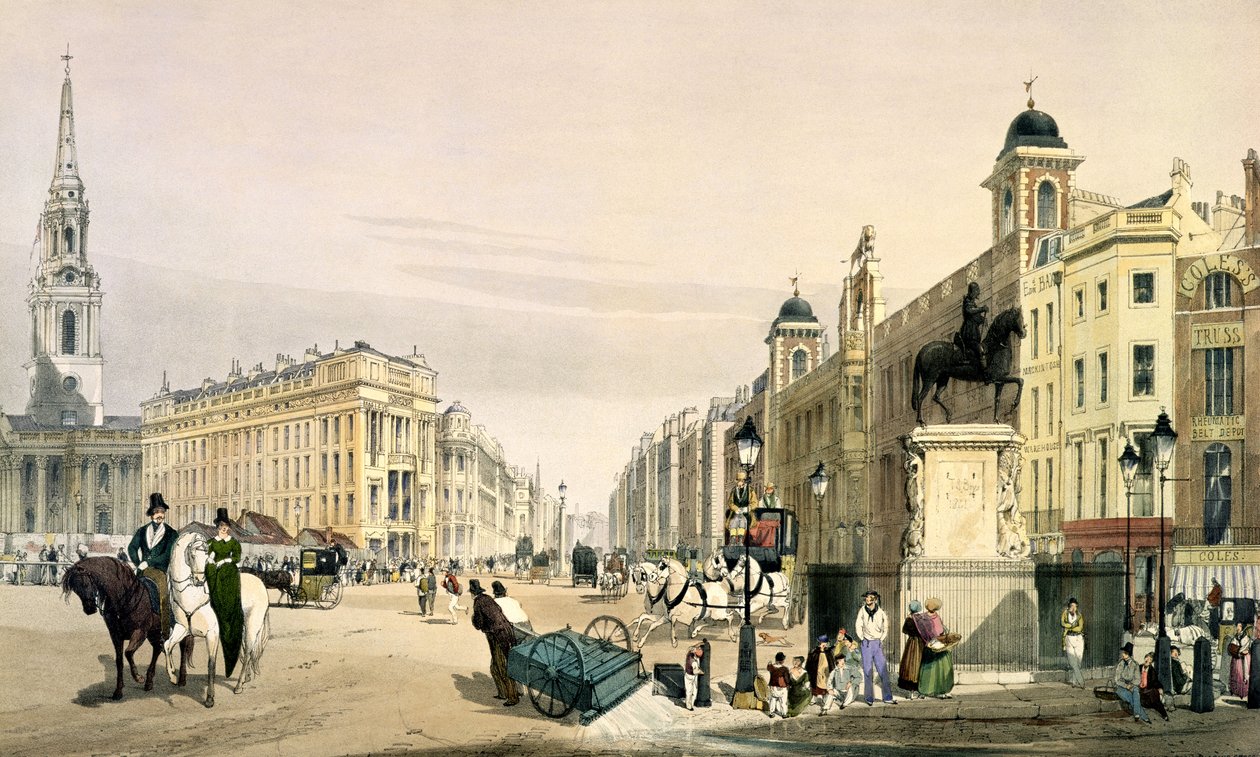 Pohled od Charing Cross směrem k ulici Strand, 1842 od Thomas Shotter Boys