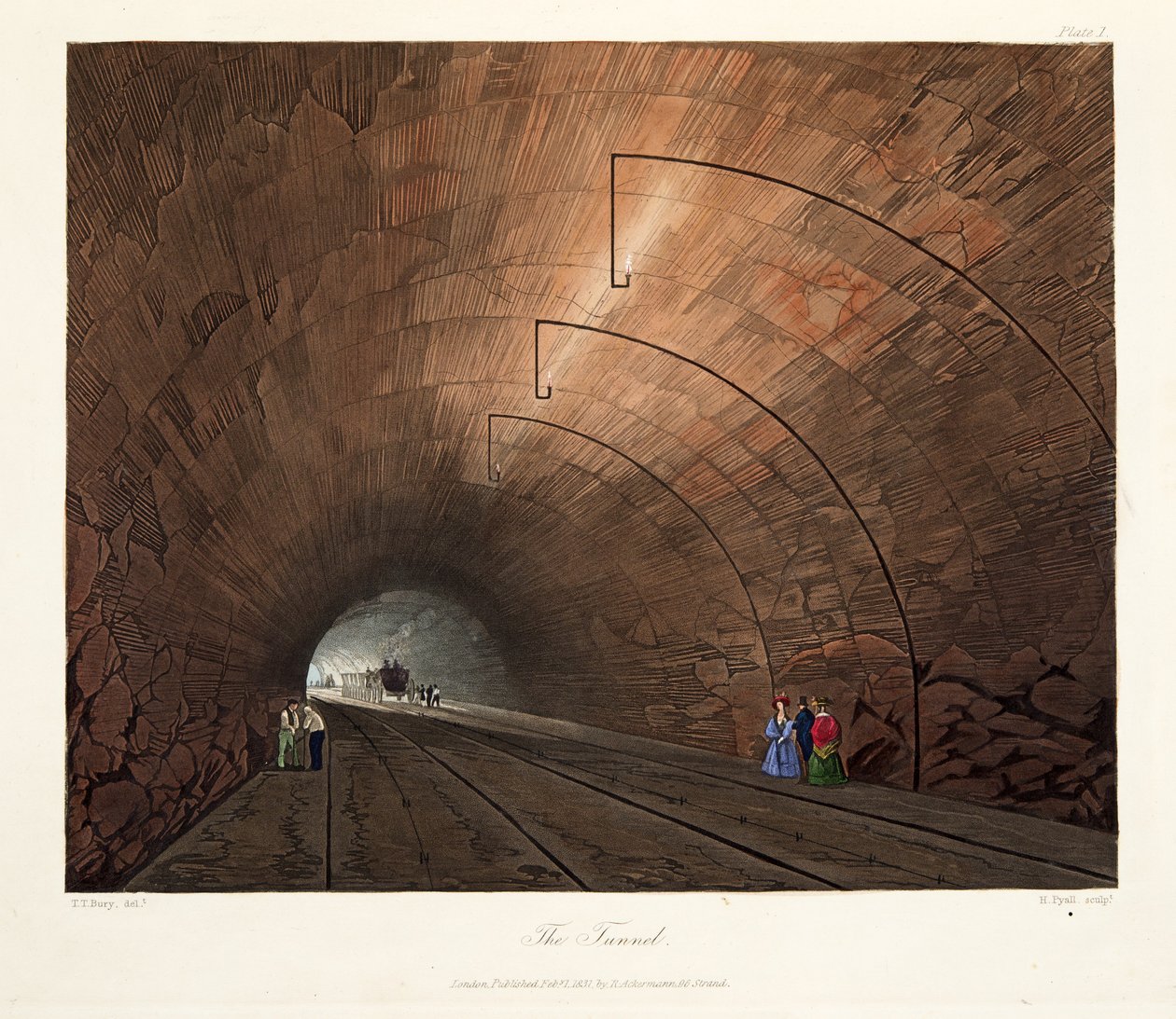 Tunel, 1831 (ručně kolorovaná rytina) od Thomas Talbot Bury