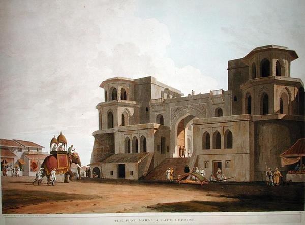 Brána Punj Mahalla, Lucnow, publikovaná v roce 1801 od Thomas und William Daniell