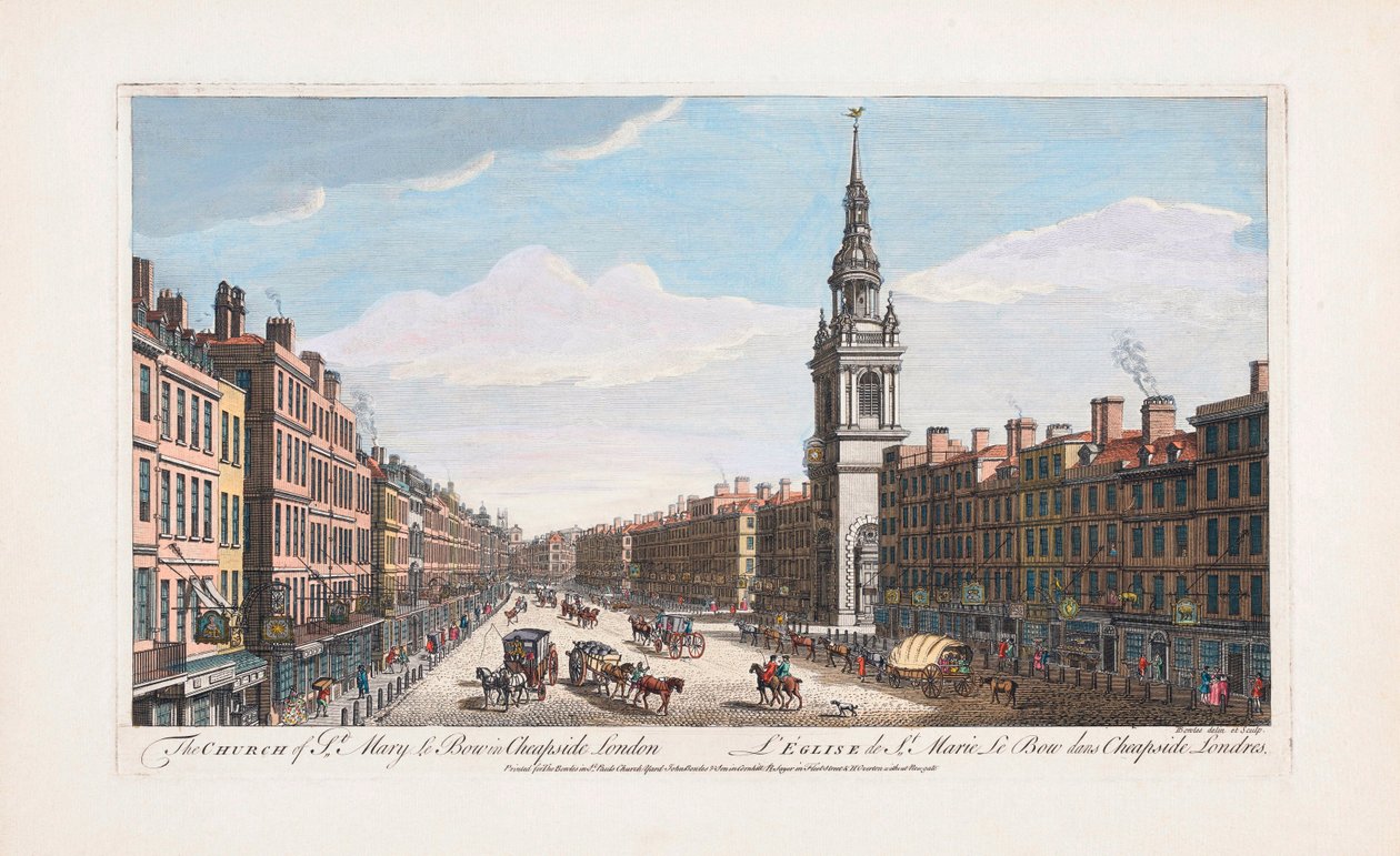 Kostel St, Mary le Bow, Londýn od Thomas (after) Bowles