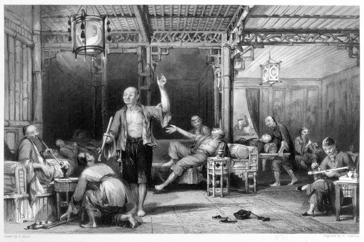 Čínští kuřáci opia, 1843 od Thomas Allom