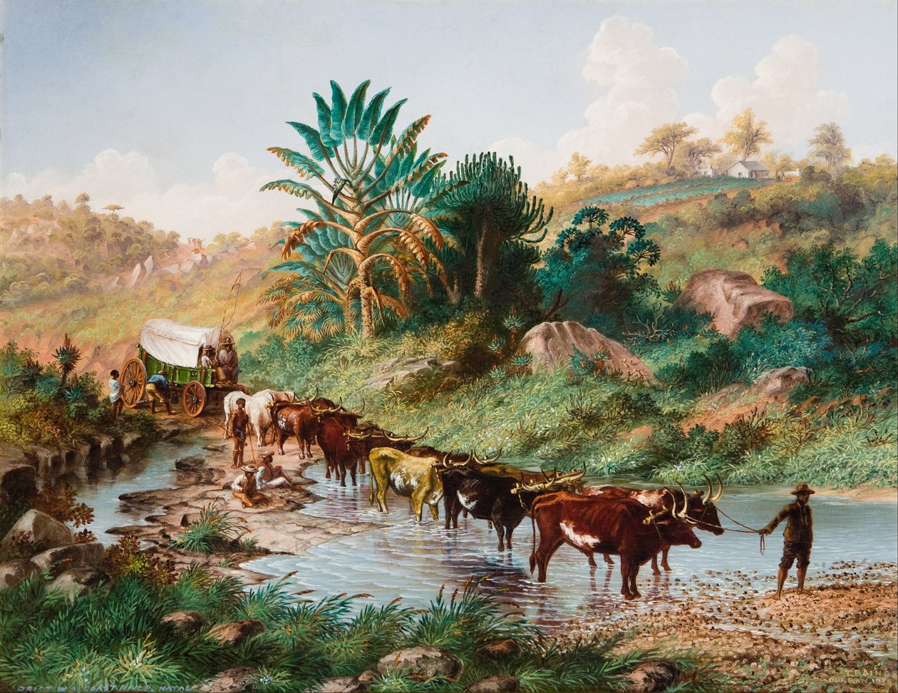 Wagon Crossing a Drift - Natal od Thomas Baines