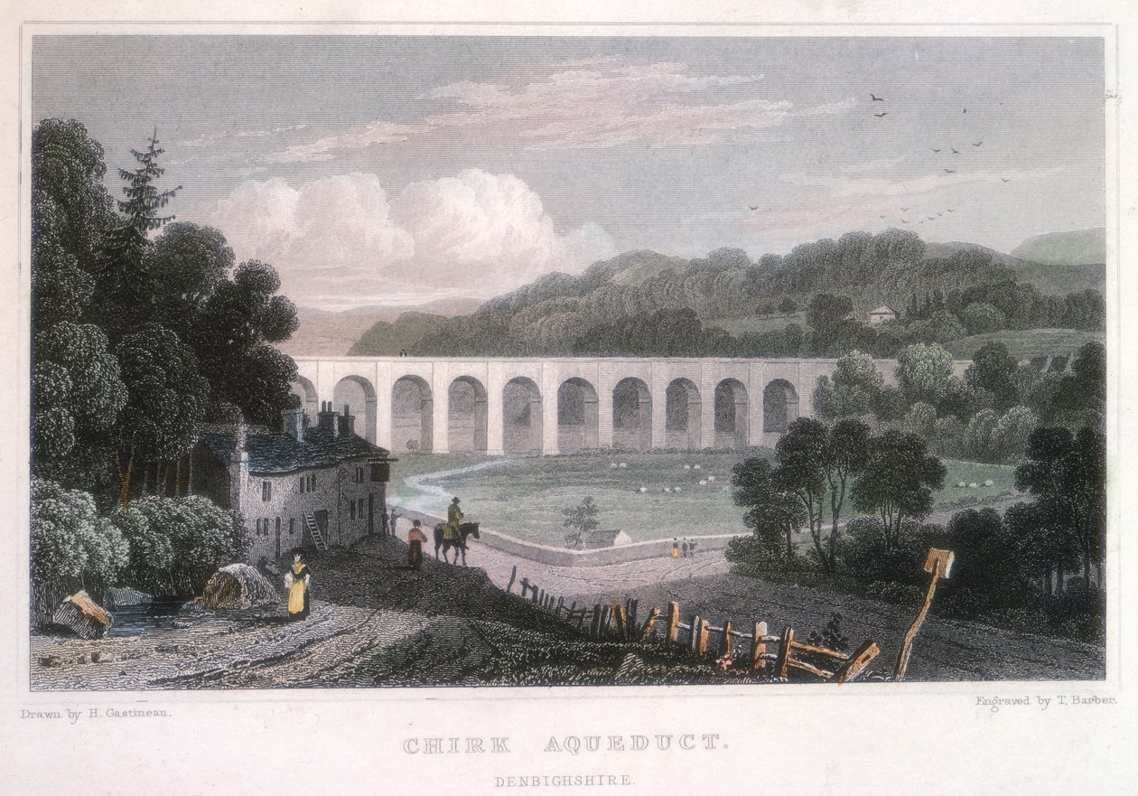 Akvadukt Chirk na kanálu Ellesmere, c1829 od Thomas Barber