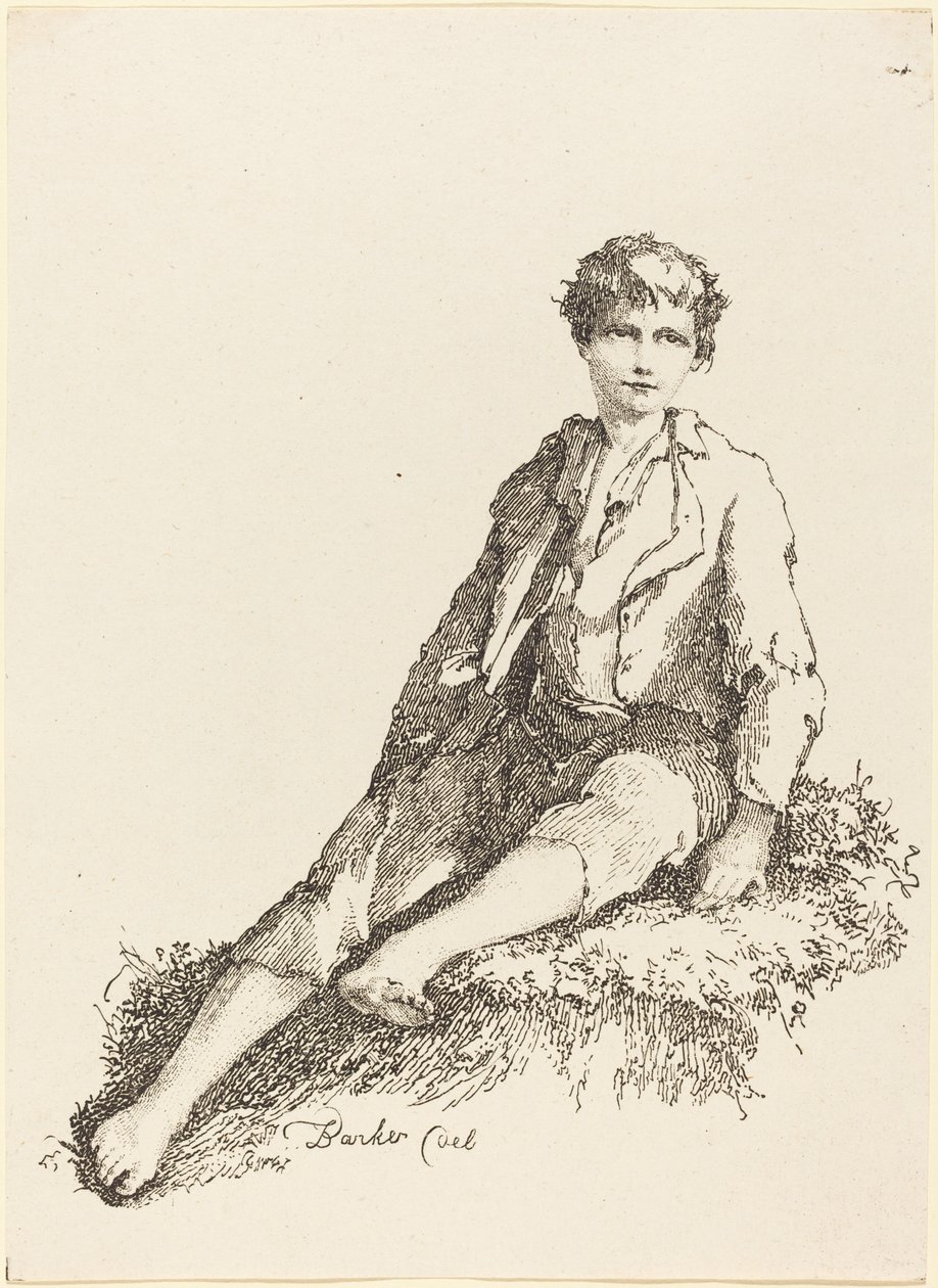 Mladý chlapec sedí od Thomas Barker