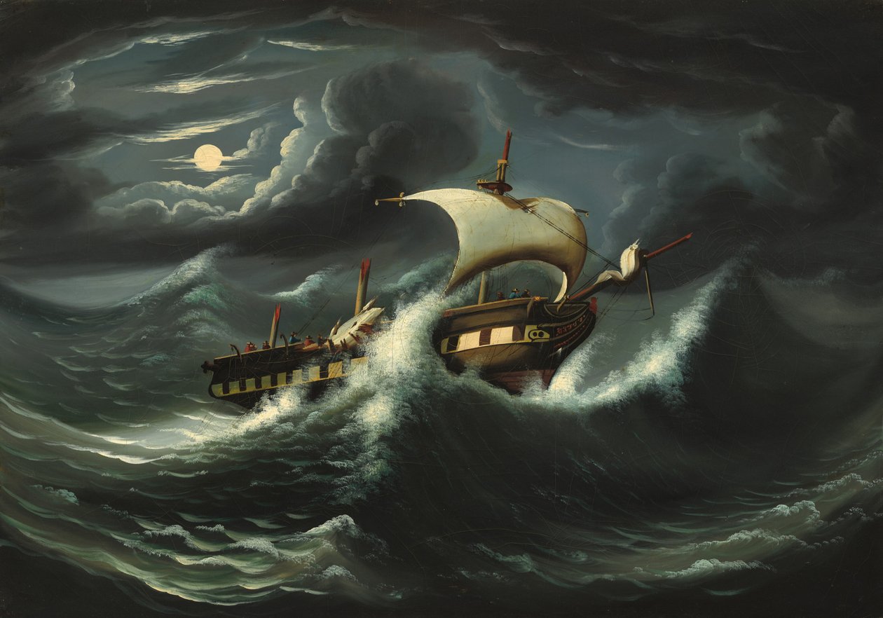 Storm-Tossed Fregate, polovina 19. století. od Thomas Chambers