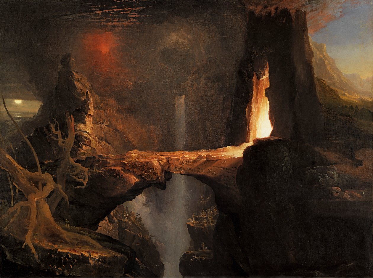 Vyloučení. Měsíc a světlo ohně od Thomas Cole