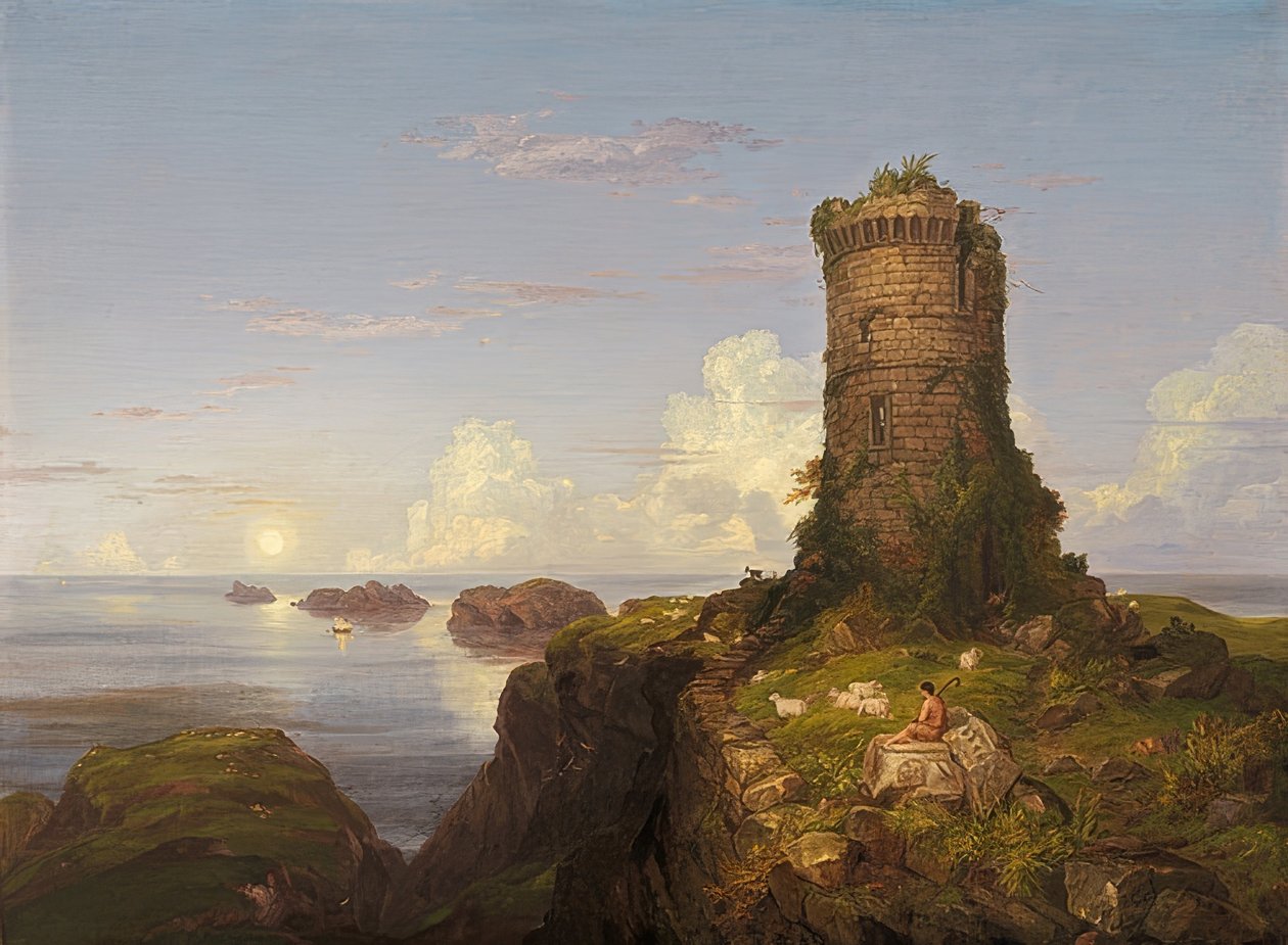 Italské pobřeží se zničenou věží. 1838 od Thomas Cole