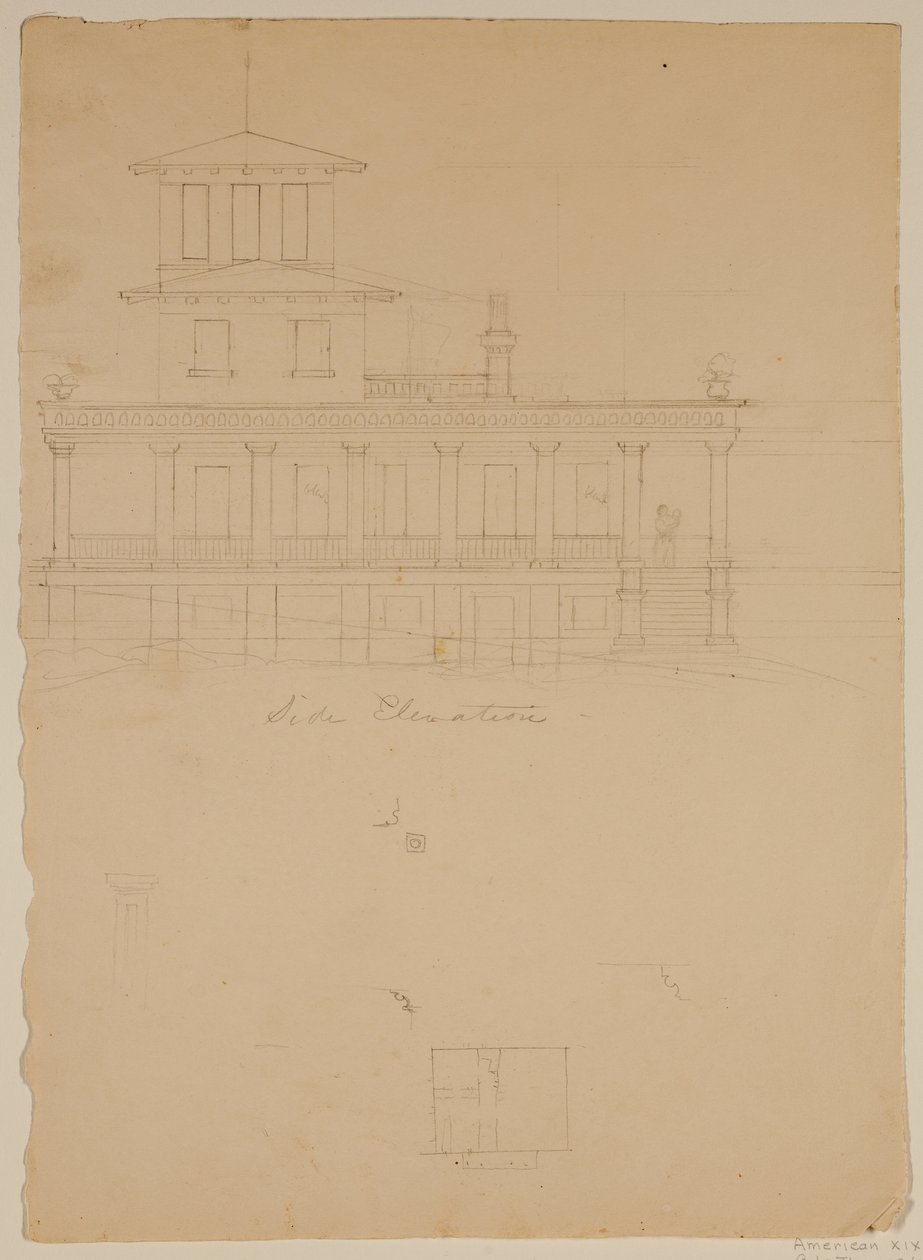Side Elevation of Proposed Villa at Catskill od Thomas Cole