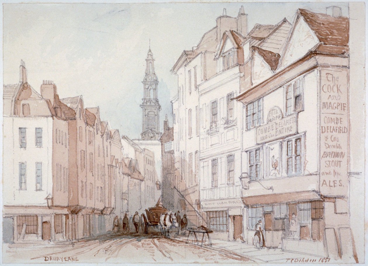 Drury Lane, Westminster, Londýn, 1851 od Thomas Colman Dibdin