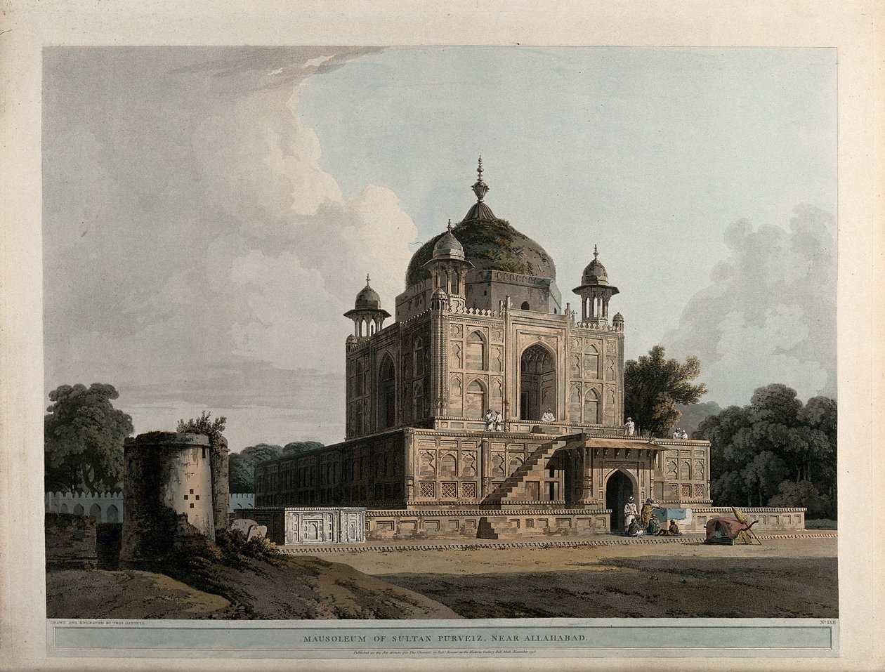 Musoleum sultána Purveize u Allahabadu od Thomas Daniell