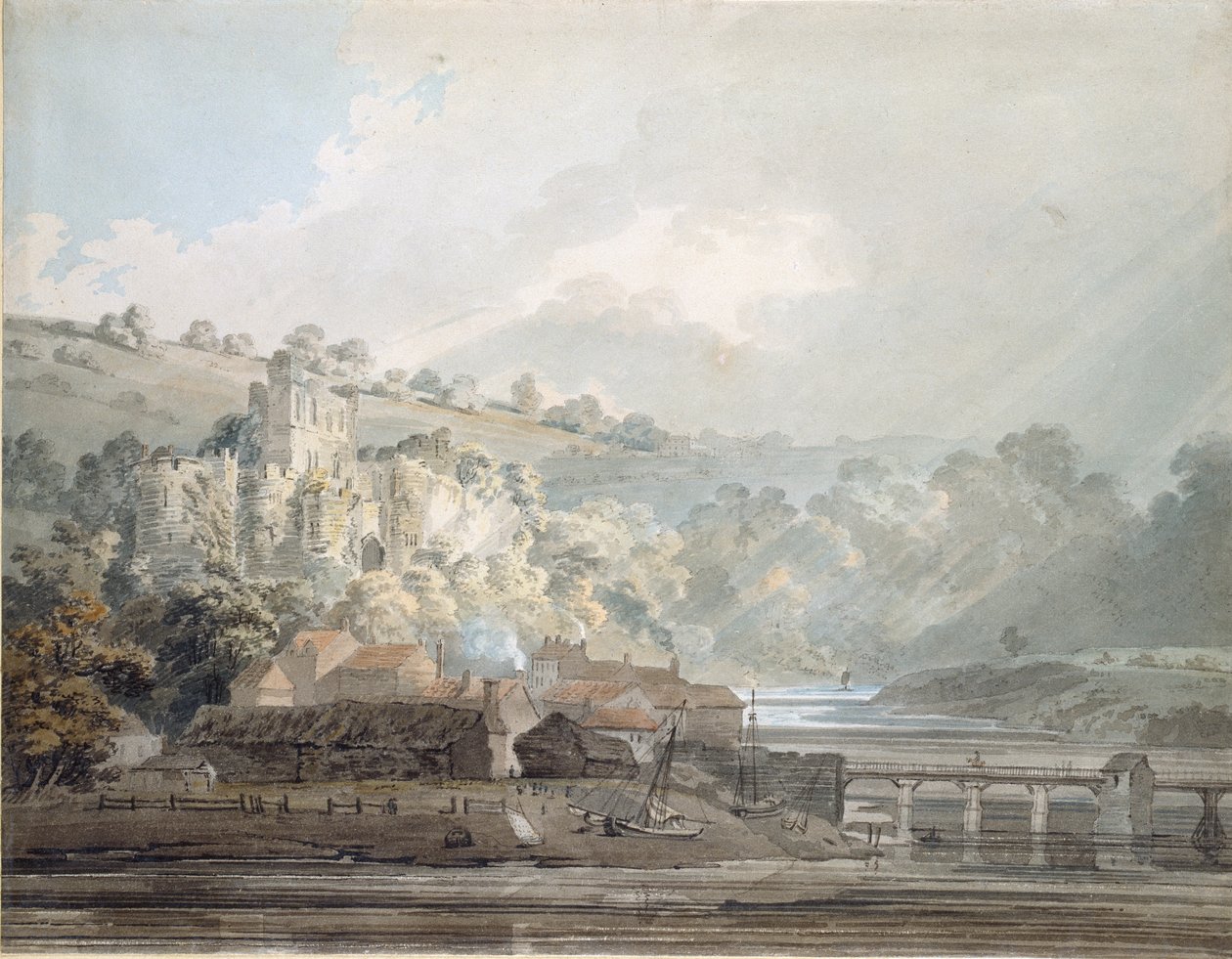 Pohled na Chepstow, Monmouthshire, c.1791-1792 od Thomas Girtin