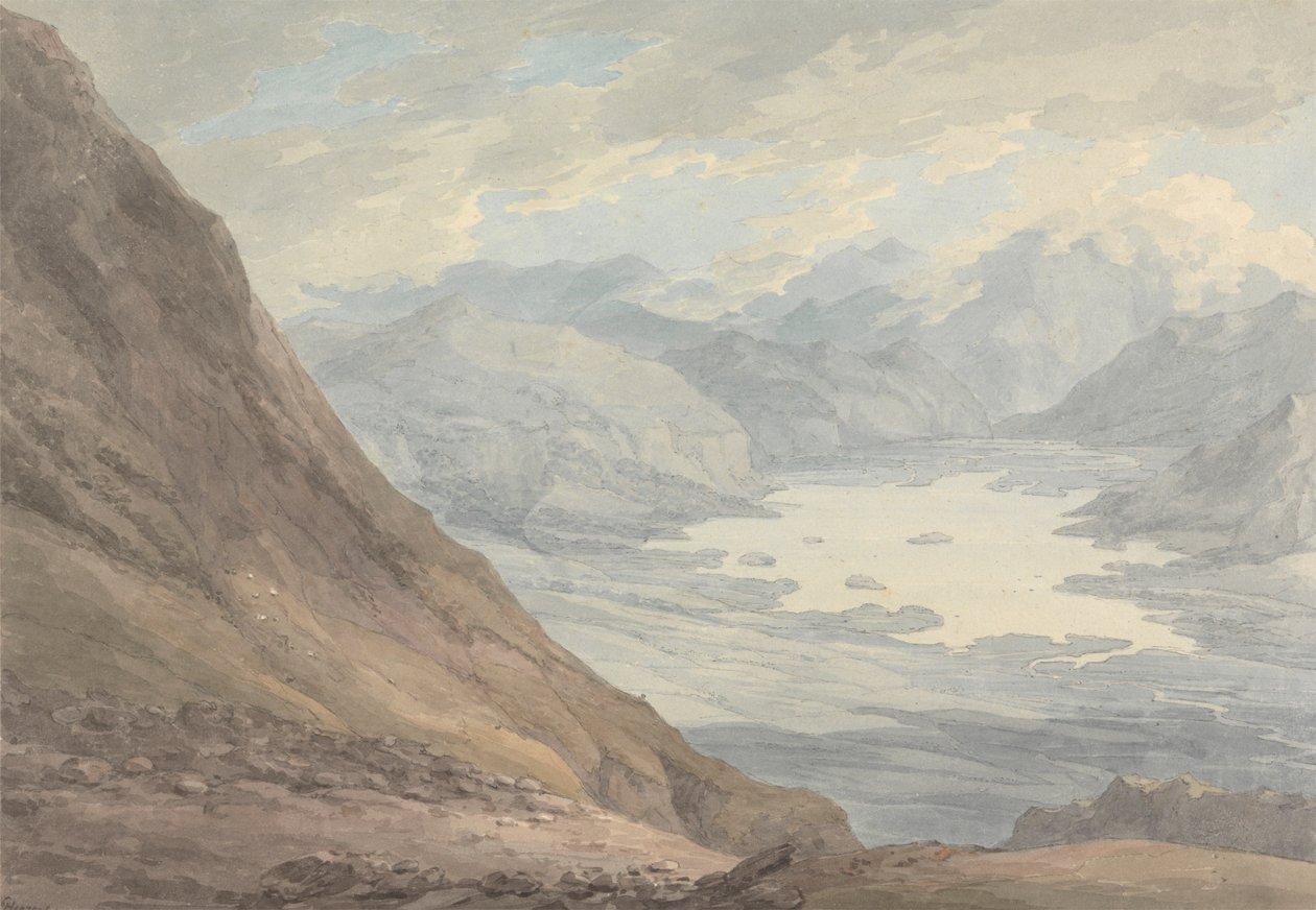 Pohled ze Skiddaw přes Derwentwater od Thomas Hearne
