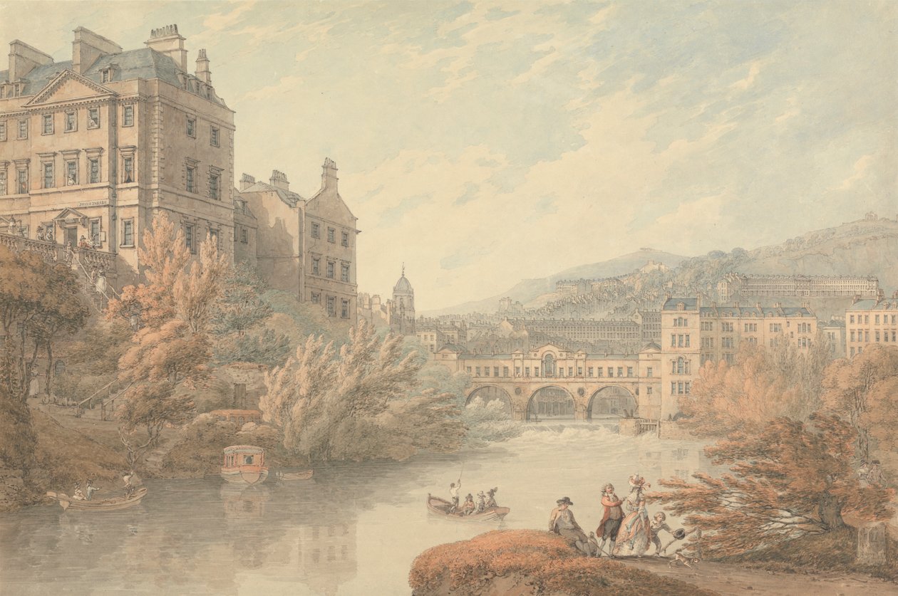 Pohled na Bath z Spring Gardens od Thomas Hearne