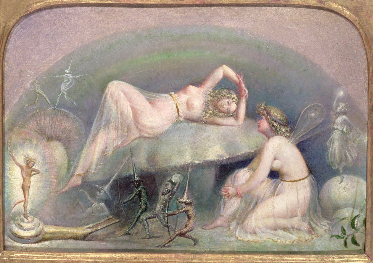 Víla odpočívá na houbě, c.1860 od Thomas Heatherley