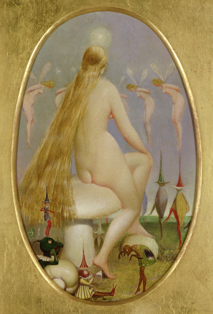 Víla sedící na houbě, c.1860 od Thomas Heatherley