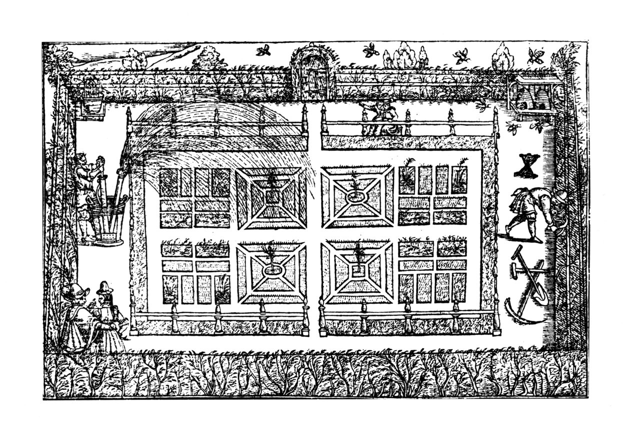 Zahrada, z knihy "Zahradníkův labyrint", 1577 od Thomas Hill