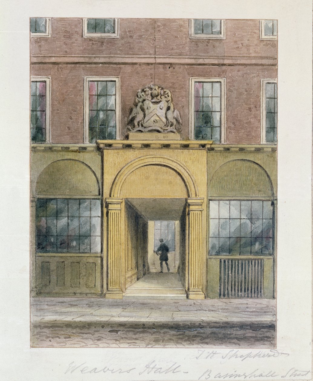 Vchod do Weavers Hall, 1854 od Thomas Hosmer Shepherd