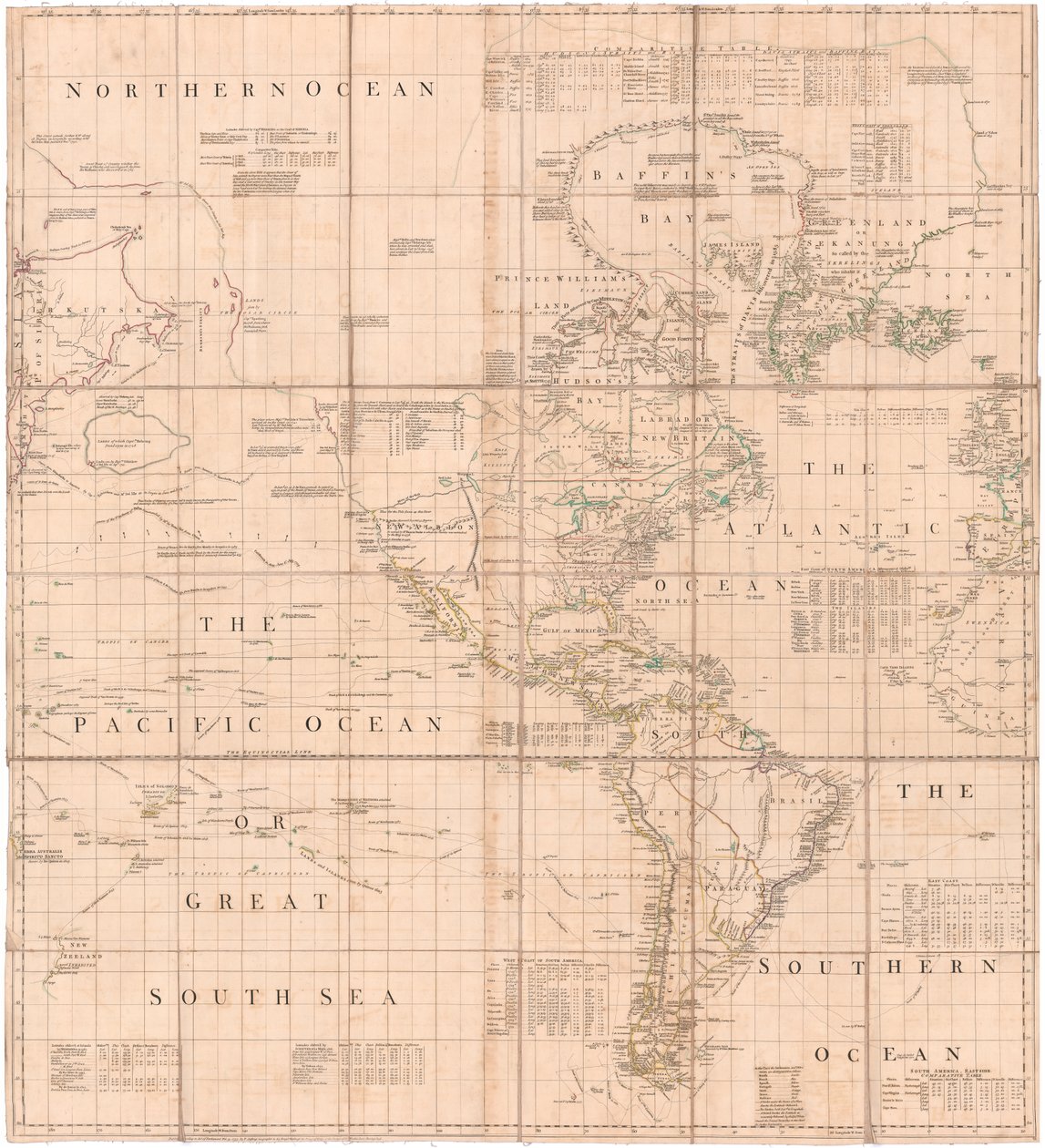 Mapa Atlantiku-Pacifiku od Jefferyse od Thomas Jefferys