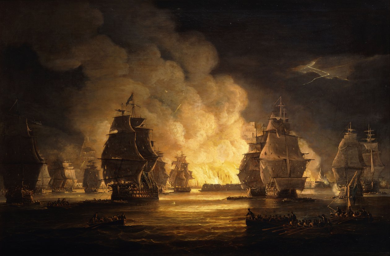 Bitva o Alžír: Bombardování, 1824 od Thomas Luny
