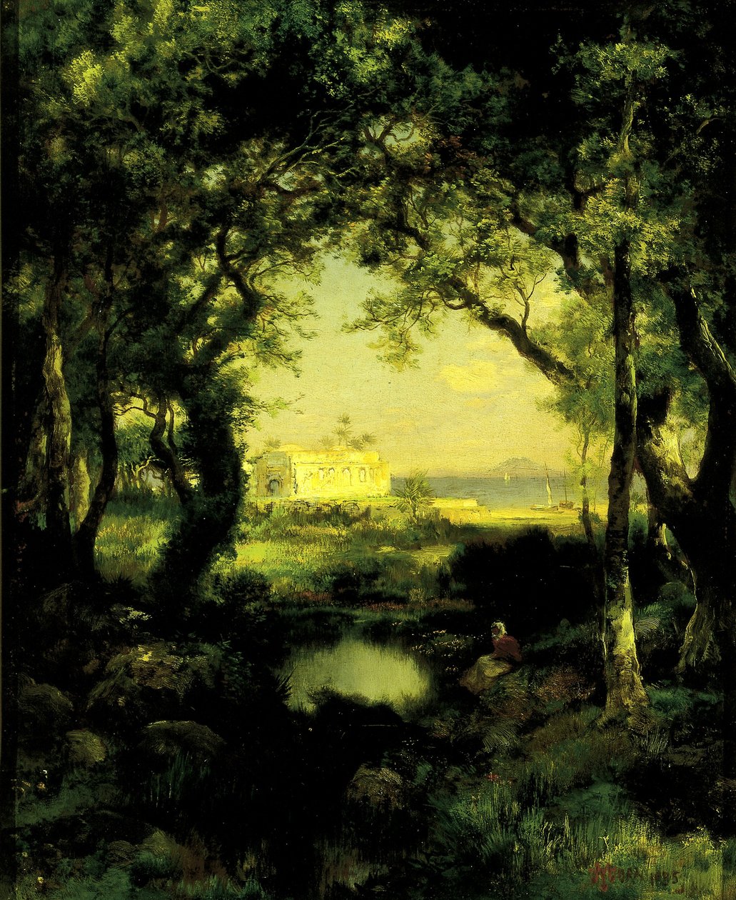 Mexická hacienda, jezero Cuitzeo od Thomas Moran