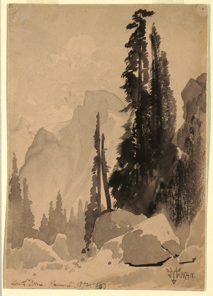 Kresba, Half Dome, Yosemity, 1872 od Thomas Moran