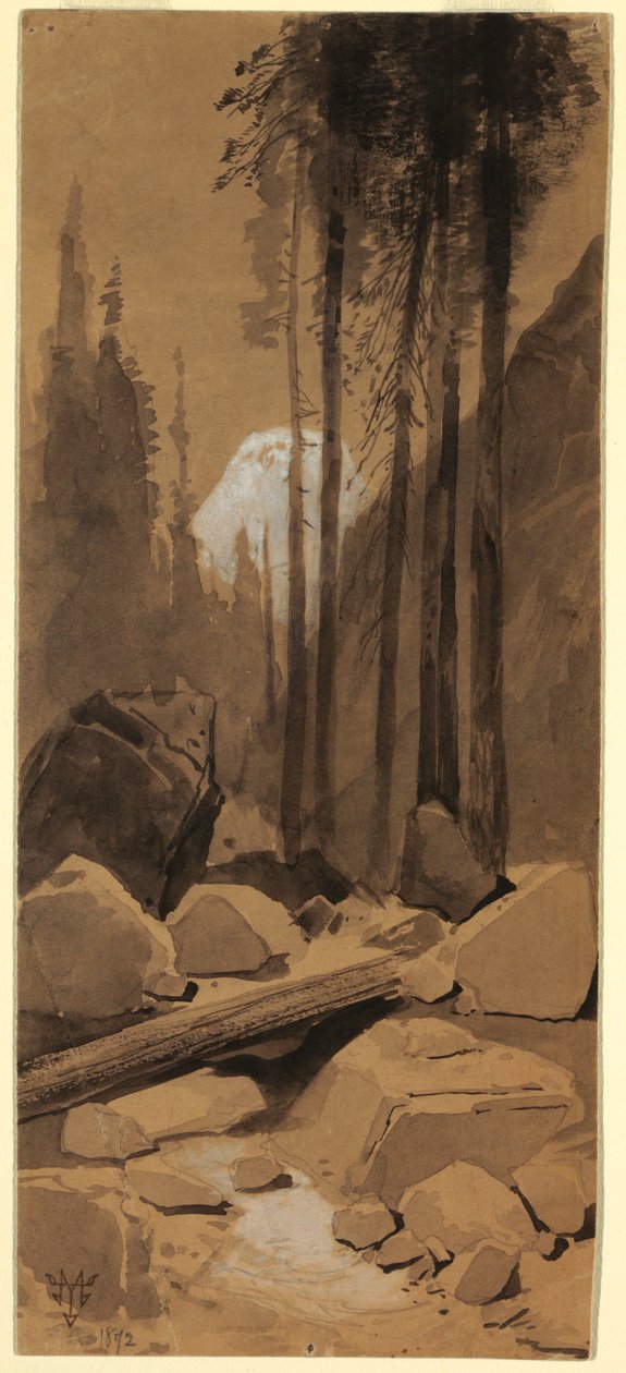 Kresba, V Yosemitském údolí, 1872 od Thomas Moran