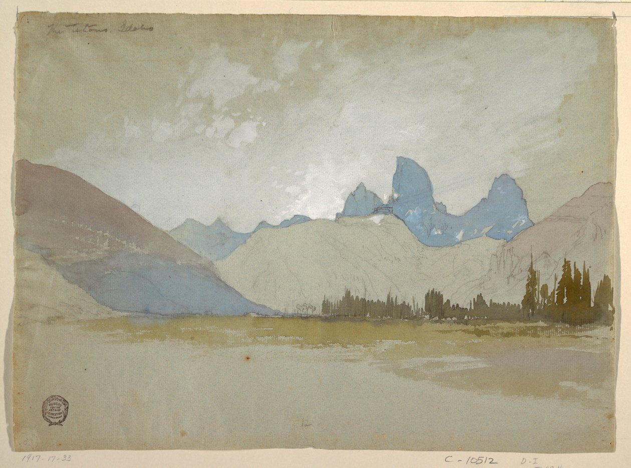 Kresba, Tetony, Idaho, 1879 od Thomas Moran