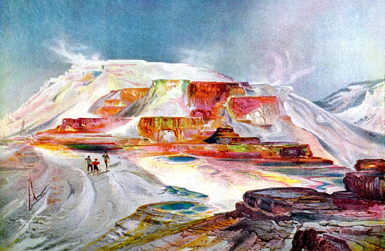 The Mammoth Hot Springs, c.1880 (rytina) od Thomas Moran