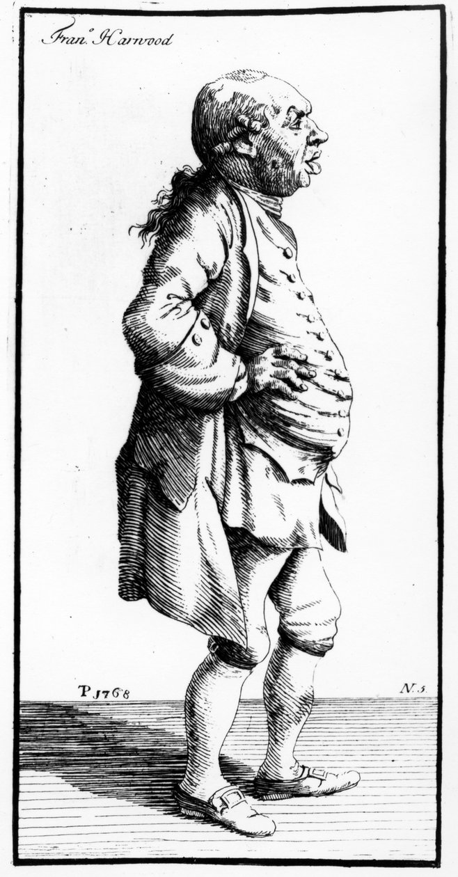 Karikatura Francise Harwooda, asi 1770 od Thomas Patch
