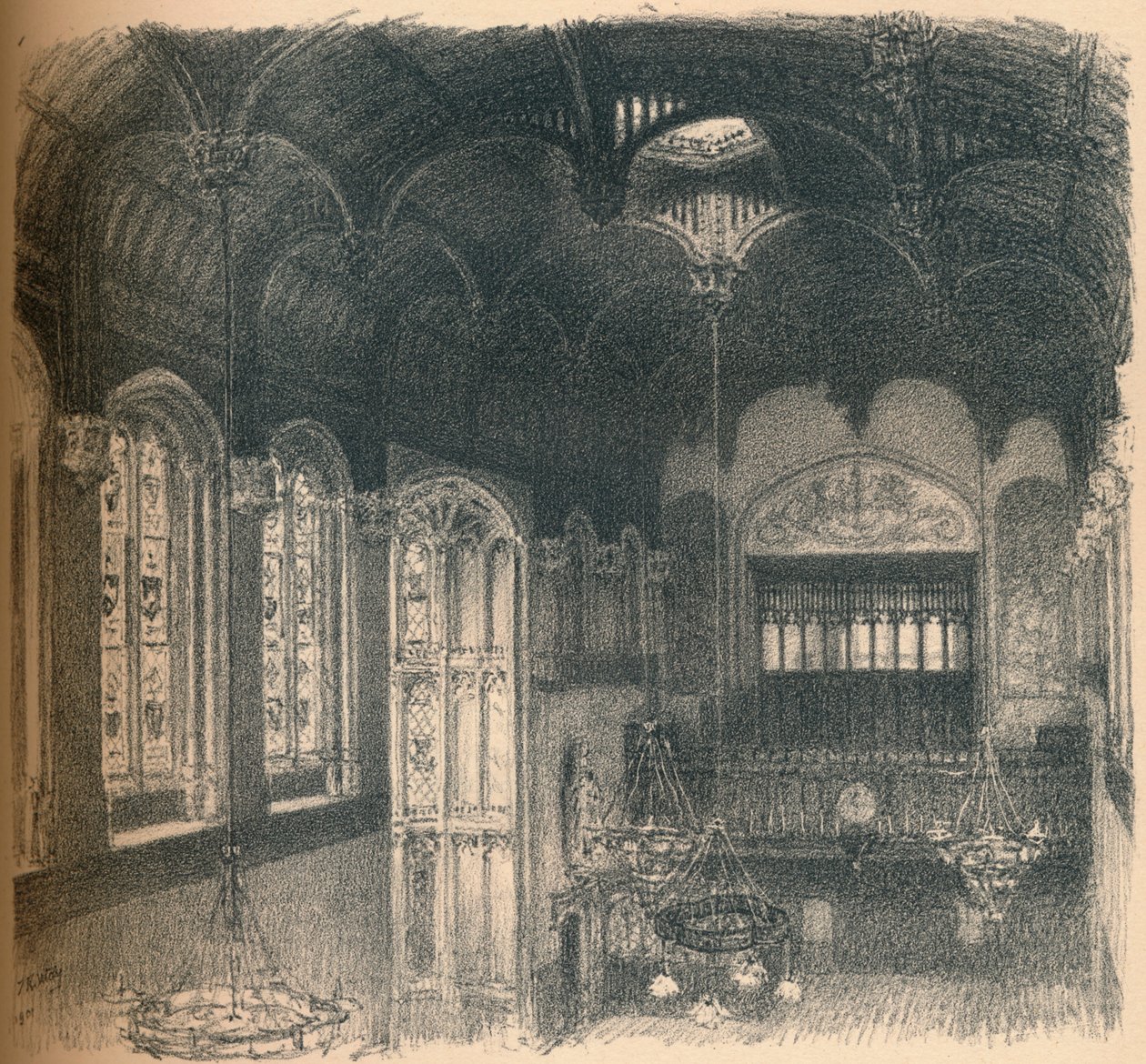 Interiér Crosby Hall, 1902 od Thomas Robert Way