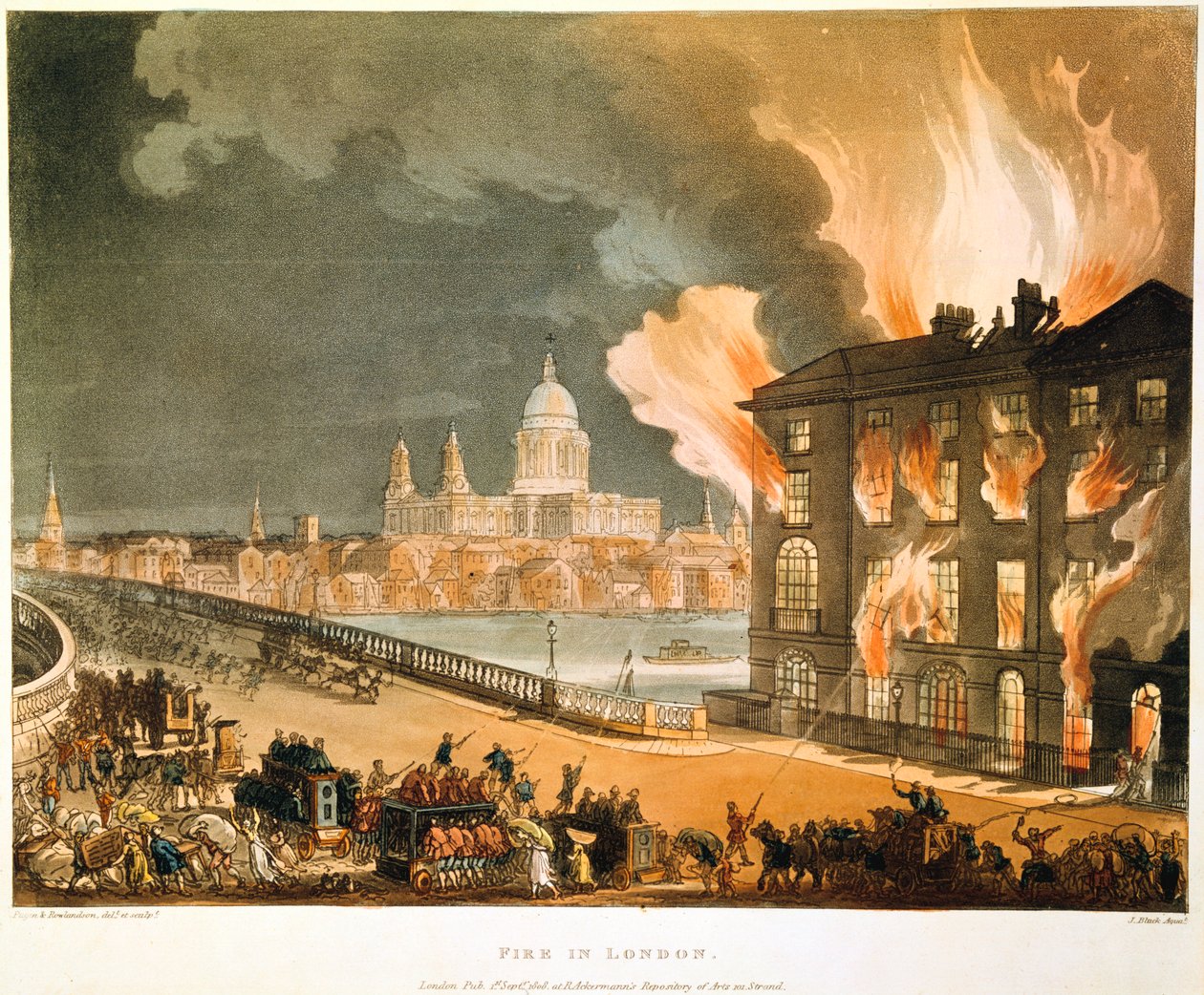 „Požár v Londýně“, 1808 od Thomas Rowlandson, Augustus Charles Pugin