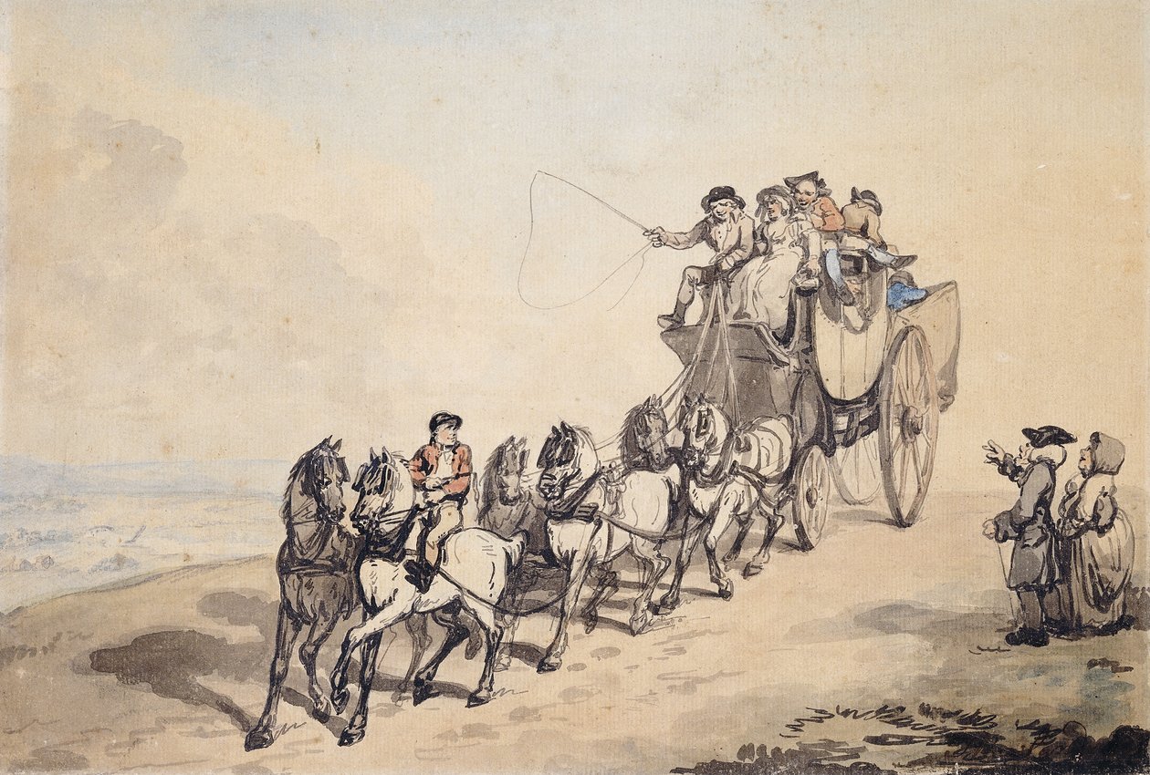 Koučovací scéna, od Thomas Rowlandson