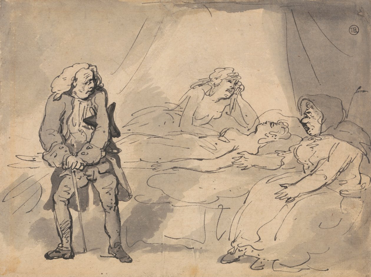 Scéna na smrtelné posteli od Thomas Rowlandson
