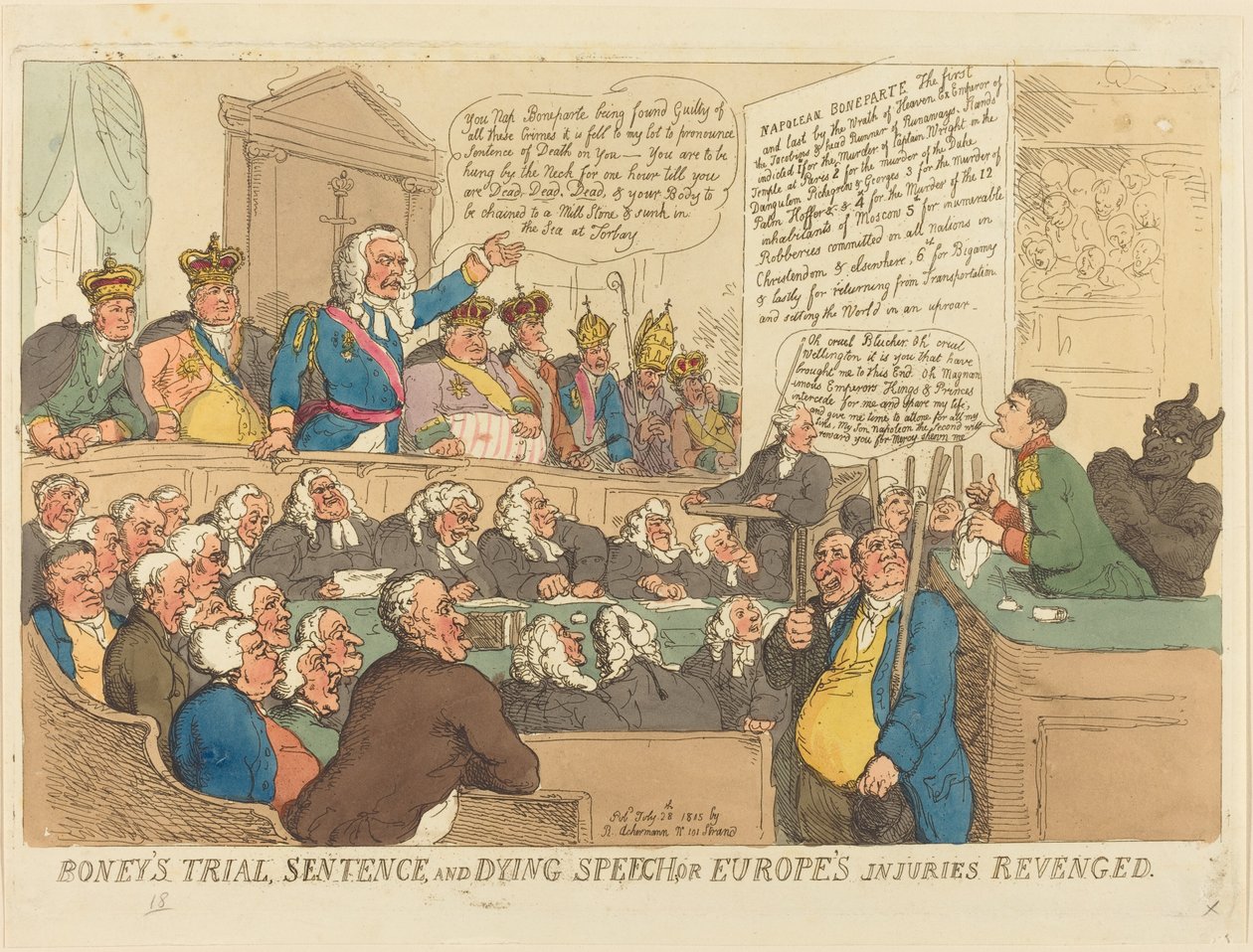 Boneyho soud, věta a umírající řeč od Thomas Rowlandson