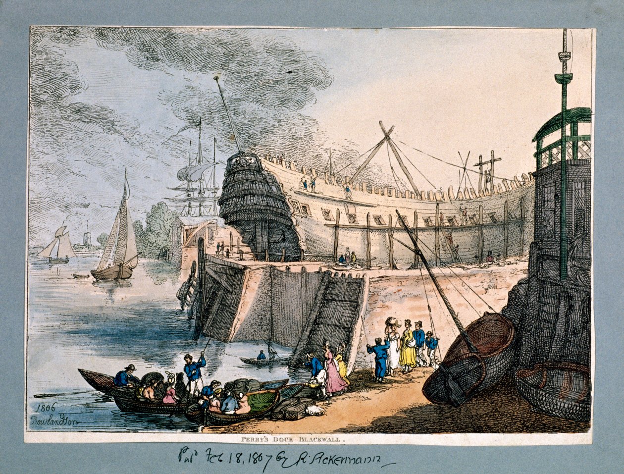 Brunswick Dock, Blackwall, Londýn, 1806 od Thomas Rowlandson