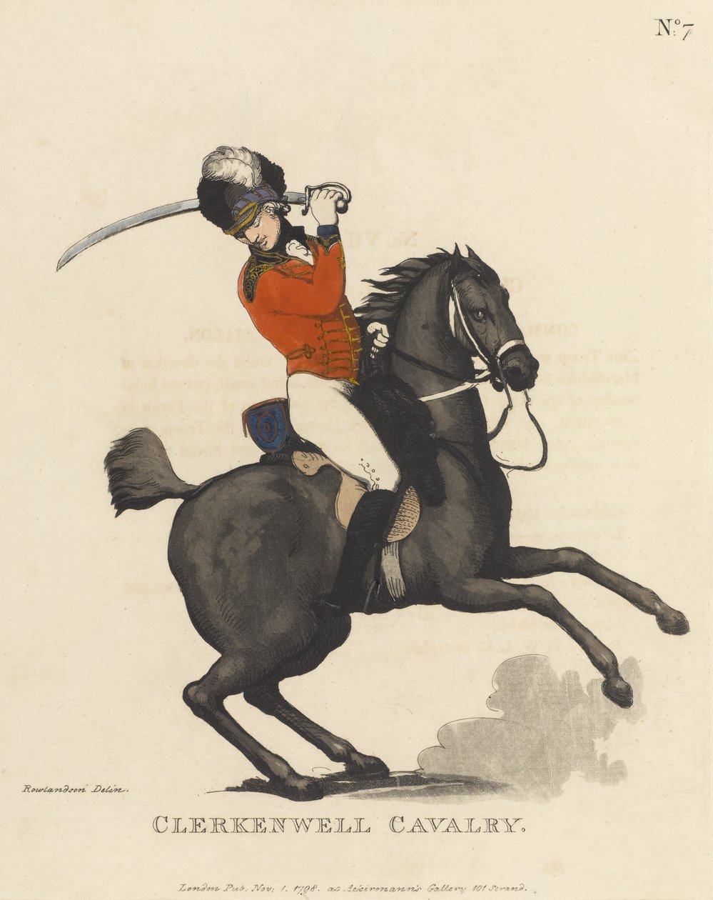 Clerkenwell Cavalry, kolem 1799 (barevná akvatinta) od Thomas Rowlandson