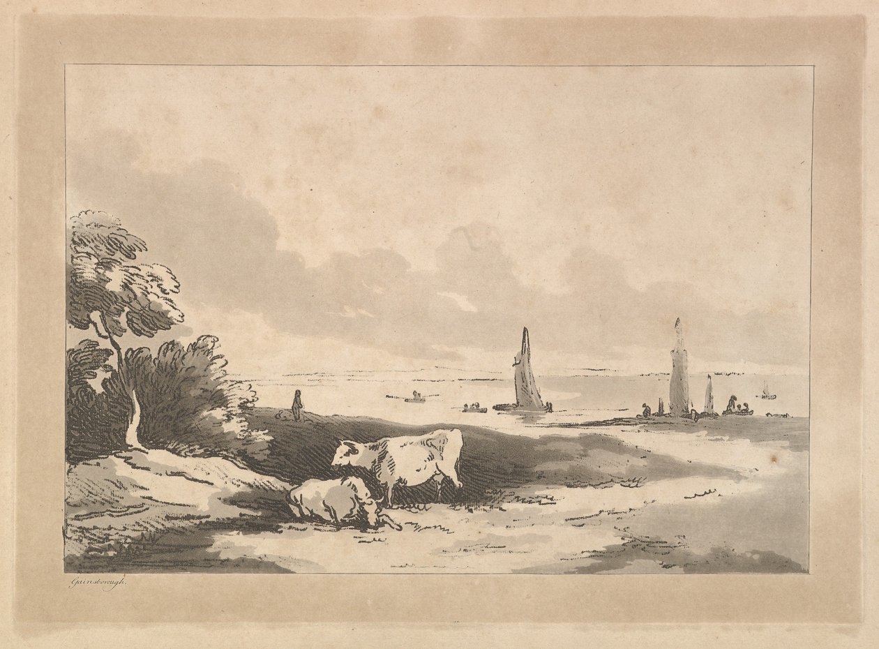 Krávy a moře, 1783-89. od Thomas Rowlandson