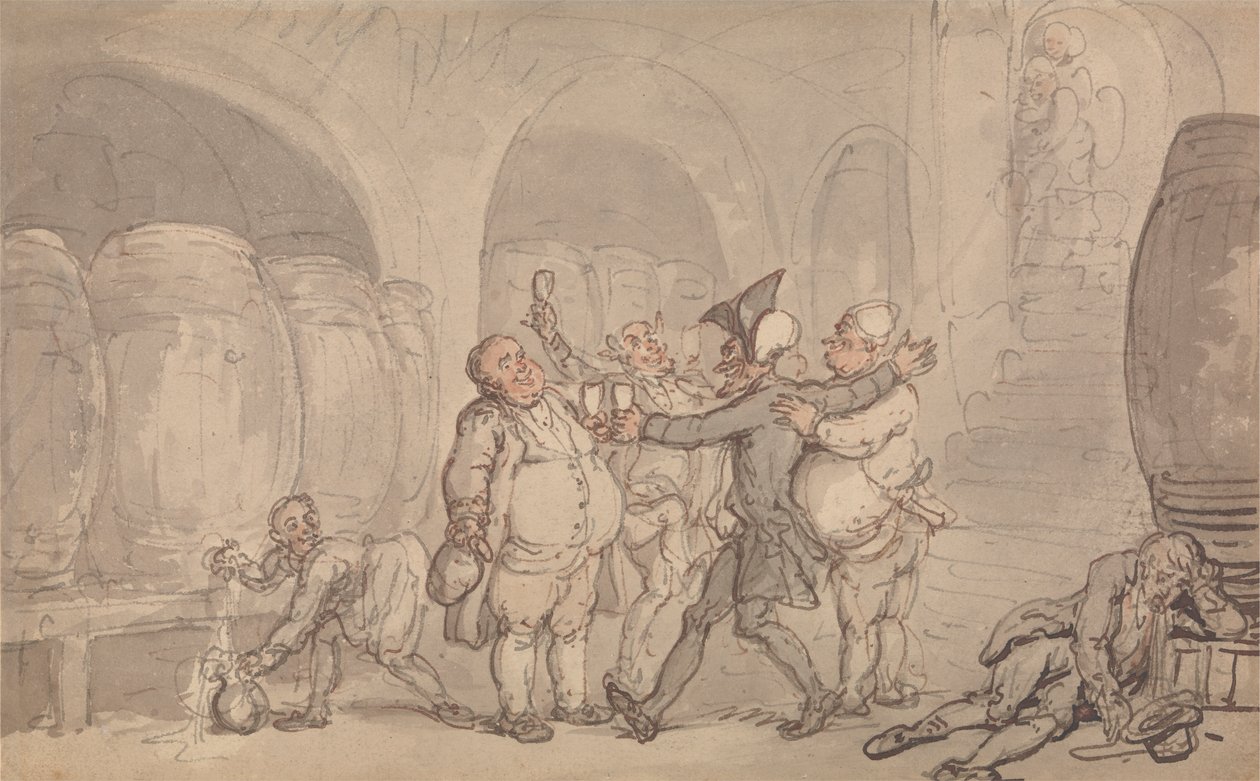 Dr. Syntax osvobozený od sklepa od Thomas Rowlandson