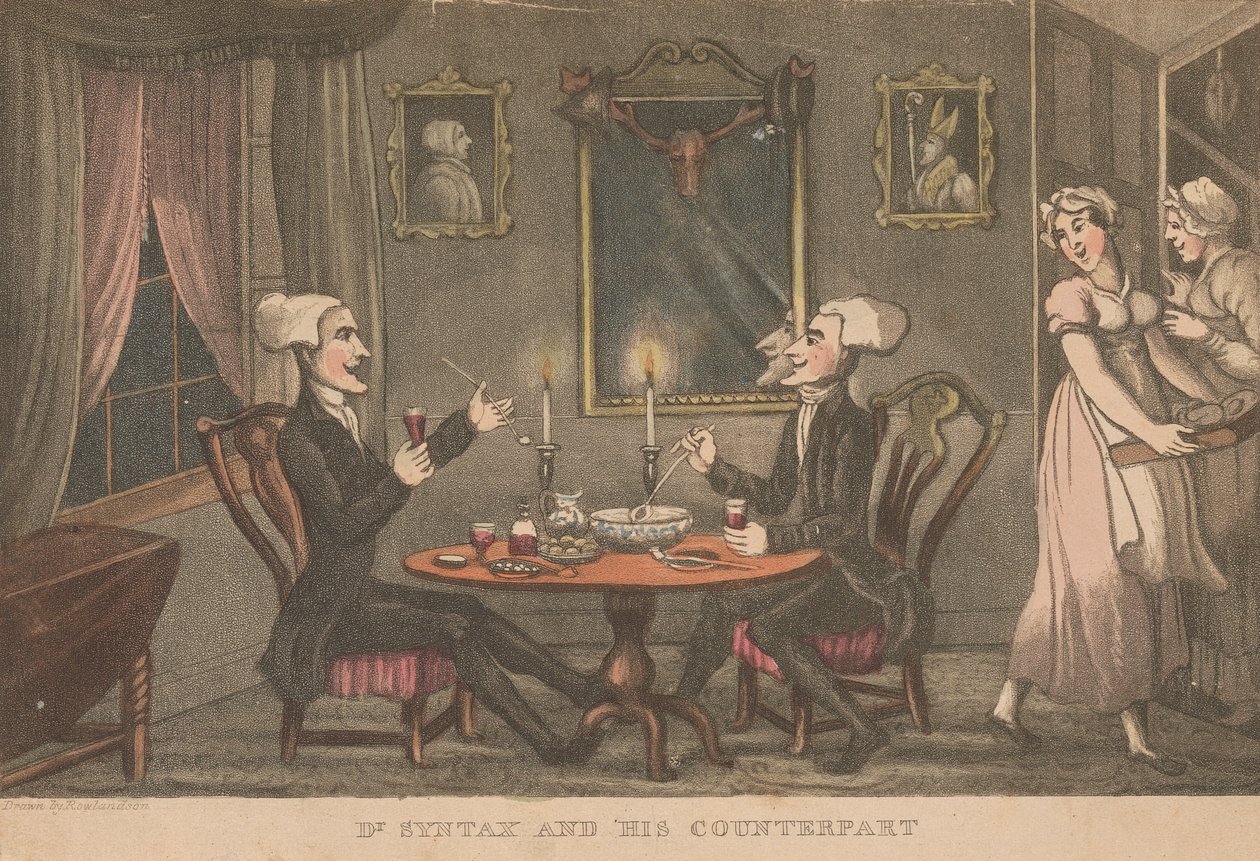 Dr. Syntax a jeho protějšek od Thomas Rowlandson