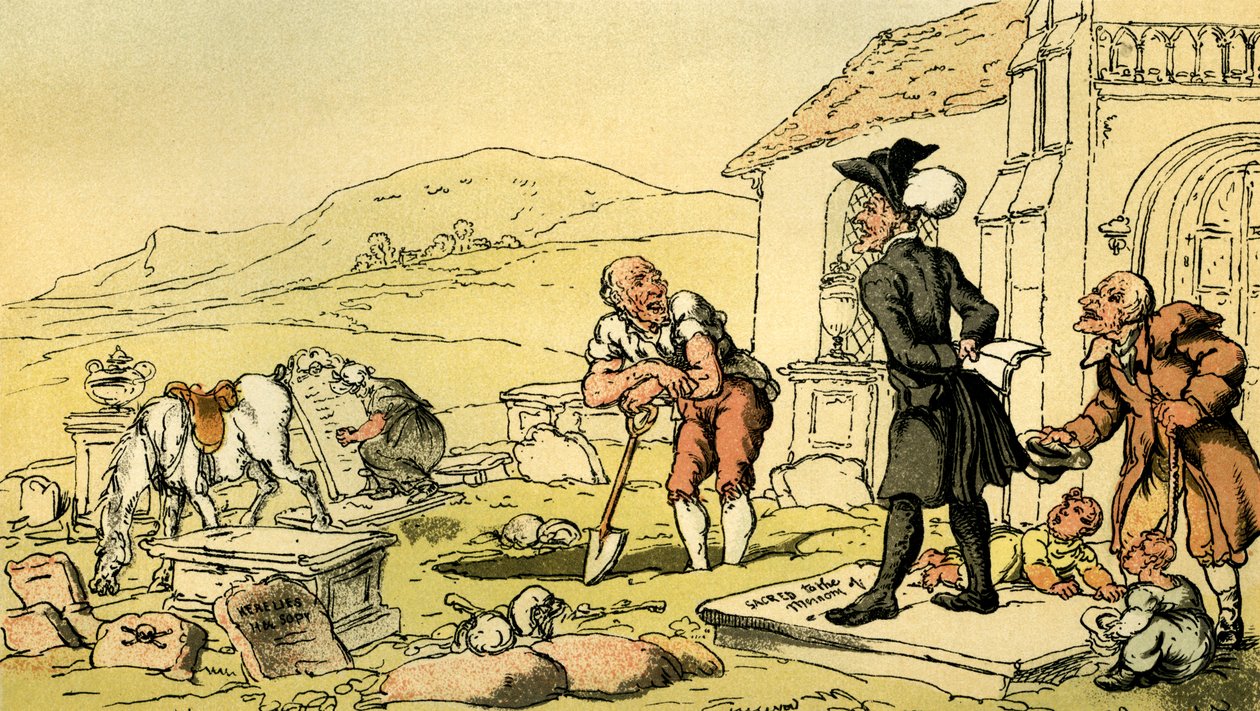 „Doktor Syntax meditující o náhrobcích“ od Thomas Rowlandson