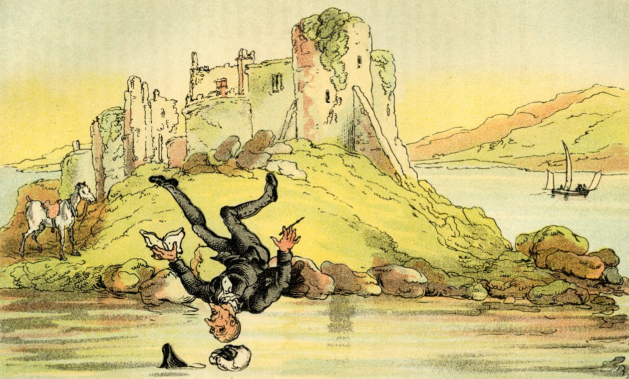 "Doktor Syntax padá do vody" od Thomas Rowlandson