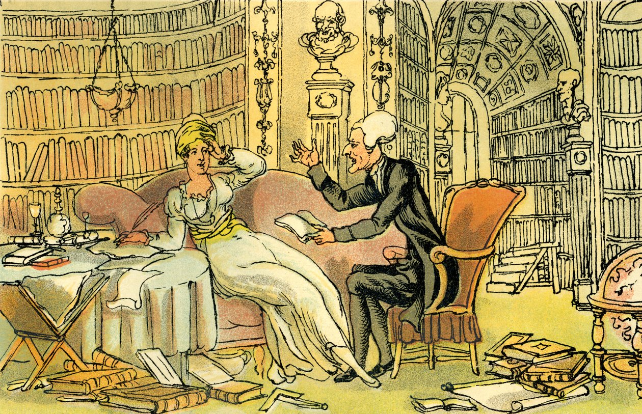 "Dr Syntax s modrou punčochovou kráskou" od Thomas Rowlandson
