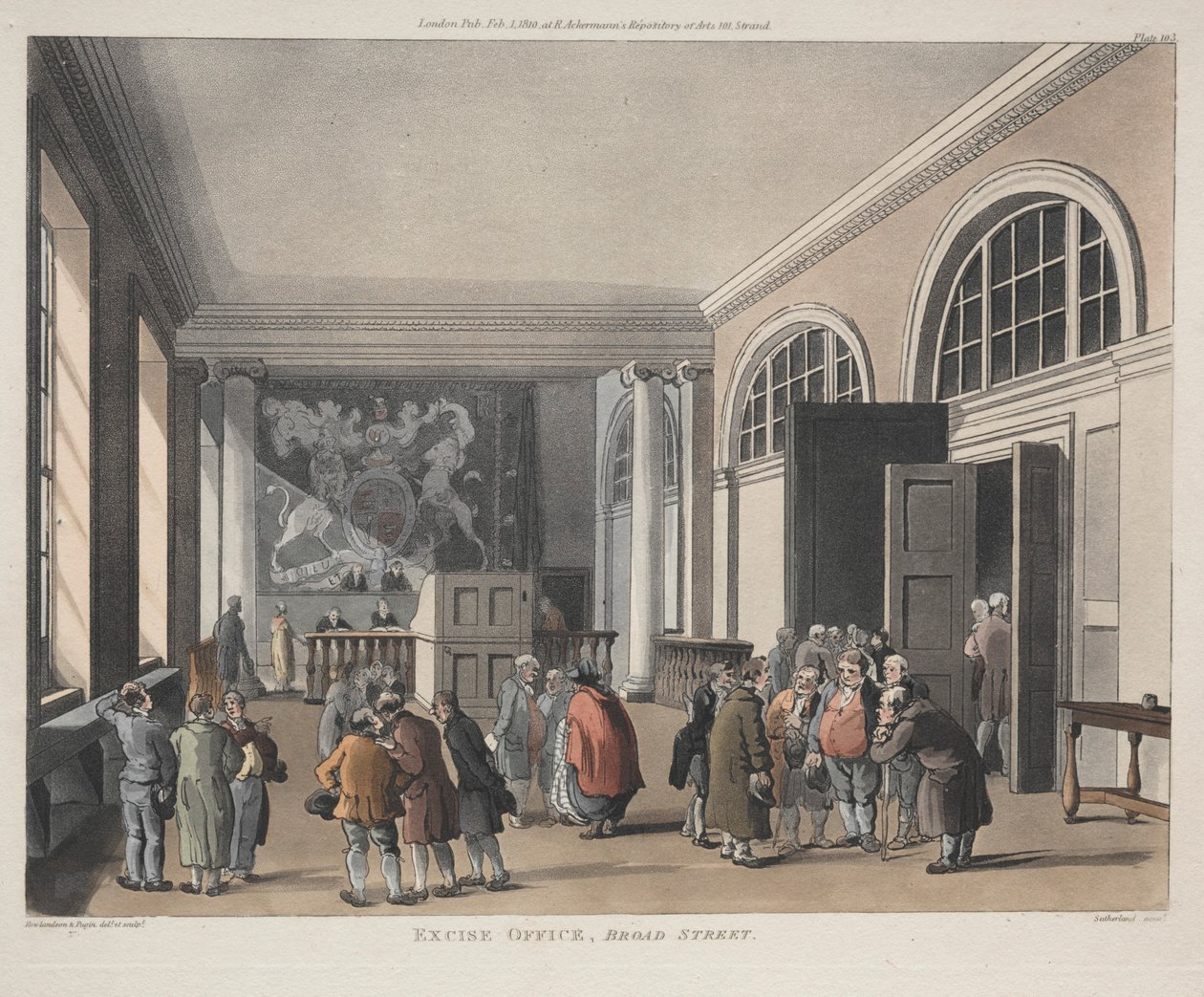 Spotřební úřad, Broad Street, 1810. od Thomas Rowlandson