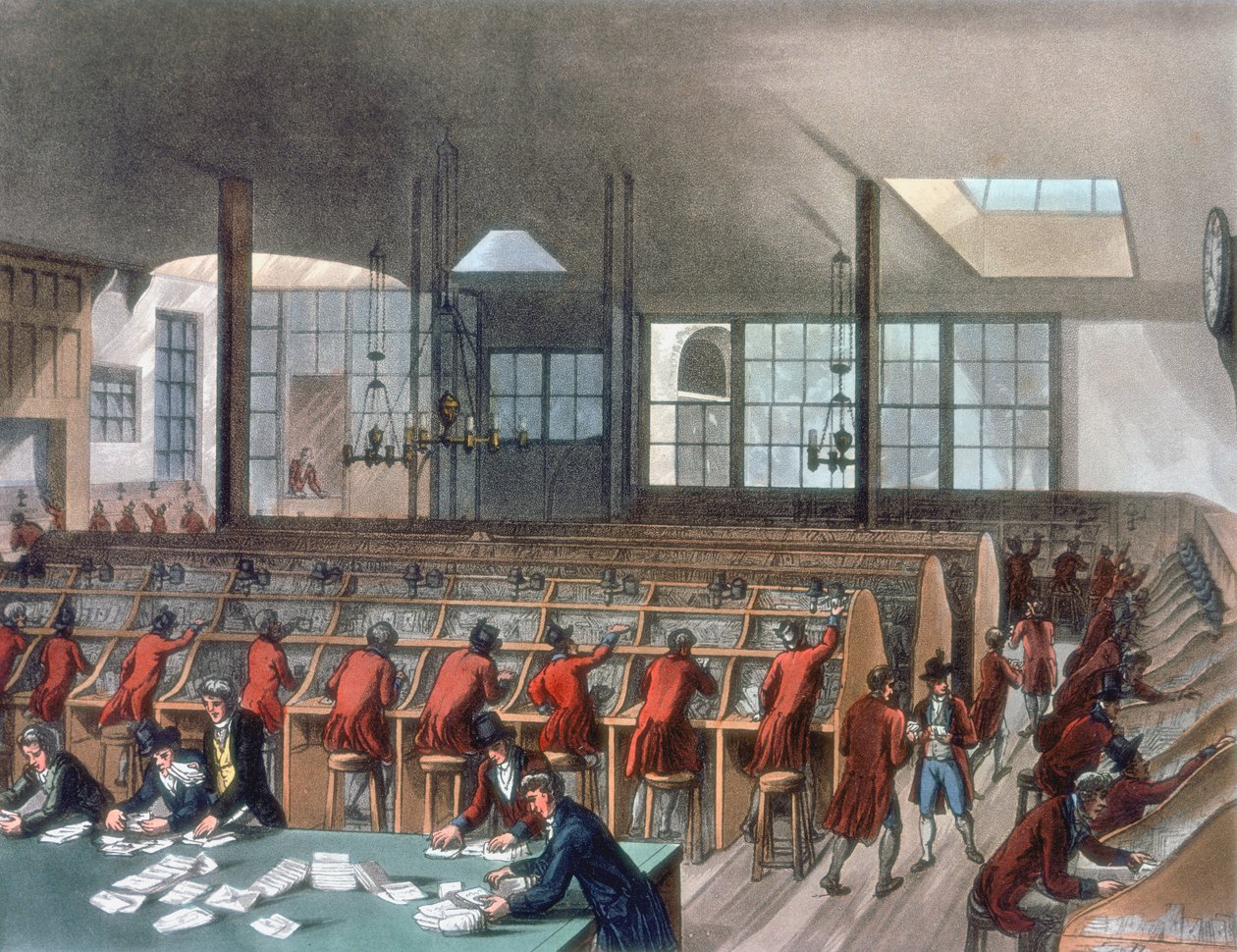 General Post Office, Lombard Street, Londýn, 1808 od Thomas Rowlandson