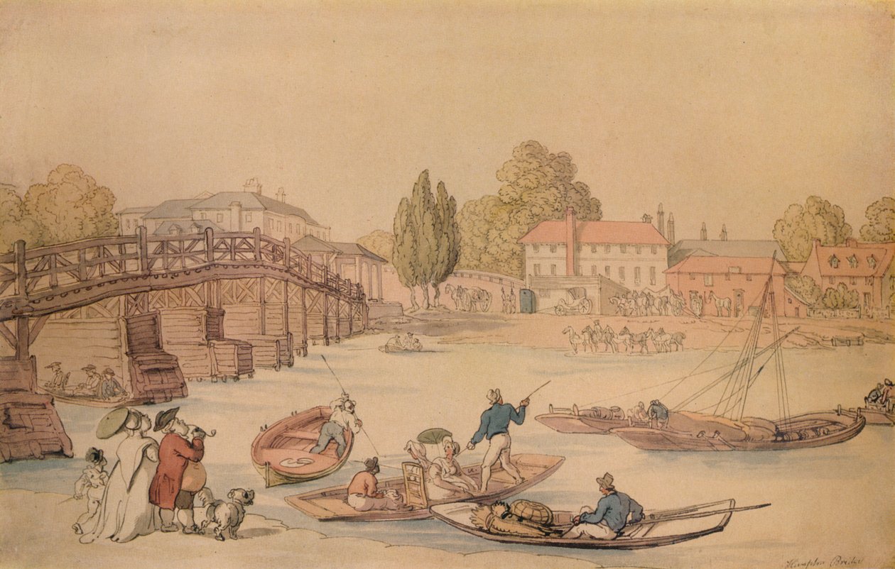 Hampton Bridge, 1800 od Thomas Rowlandson